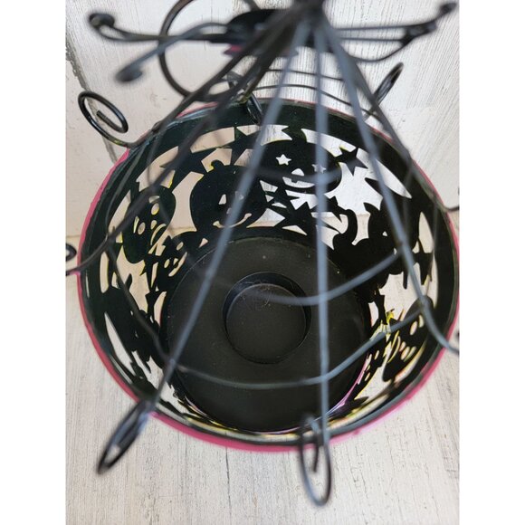Vintage metal Halloween tea light pumpkin black cat which spider home decor cand - Picture 5 of 9